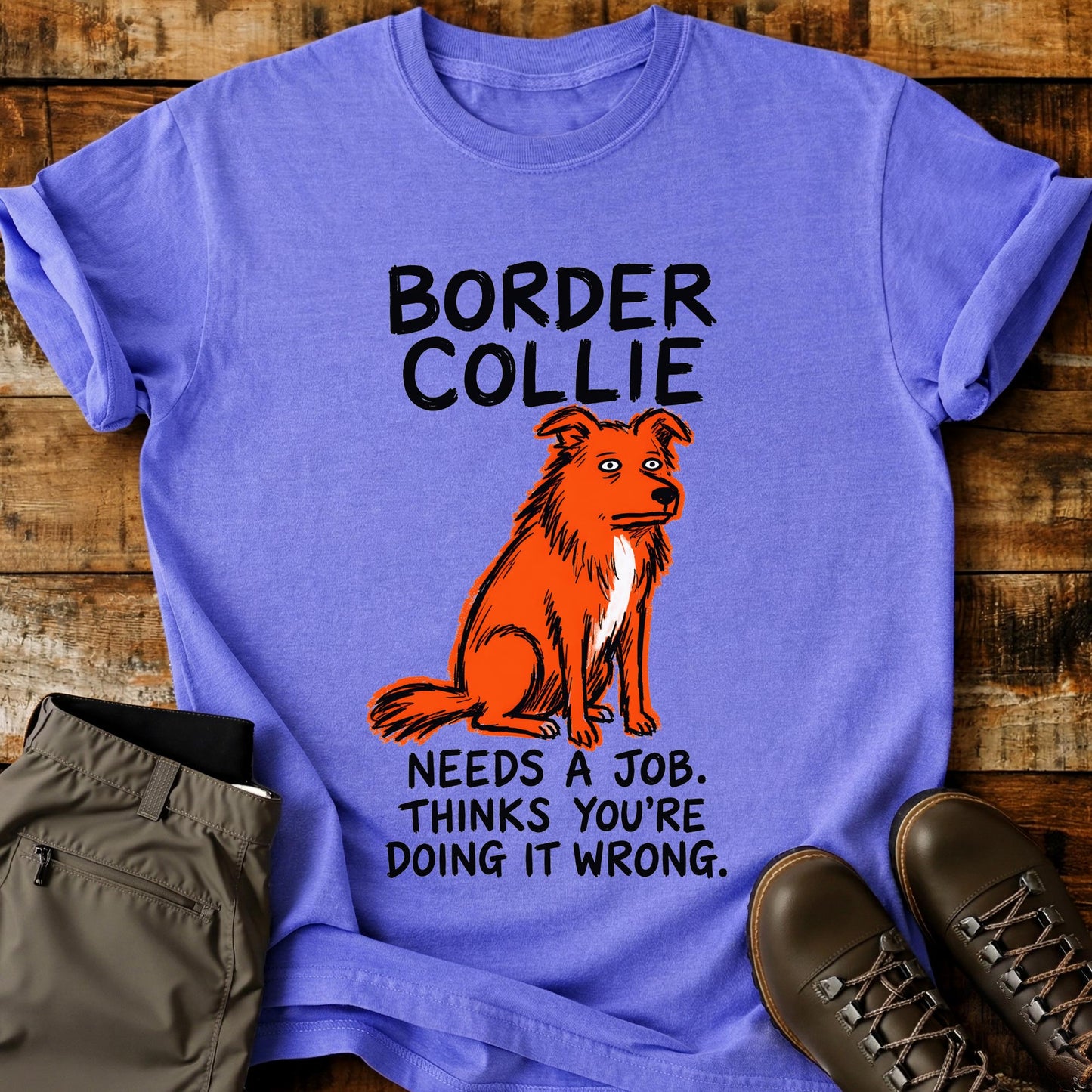 Border Collie Funny Image T-Shirt