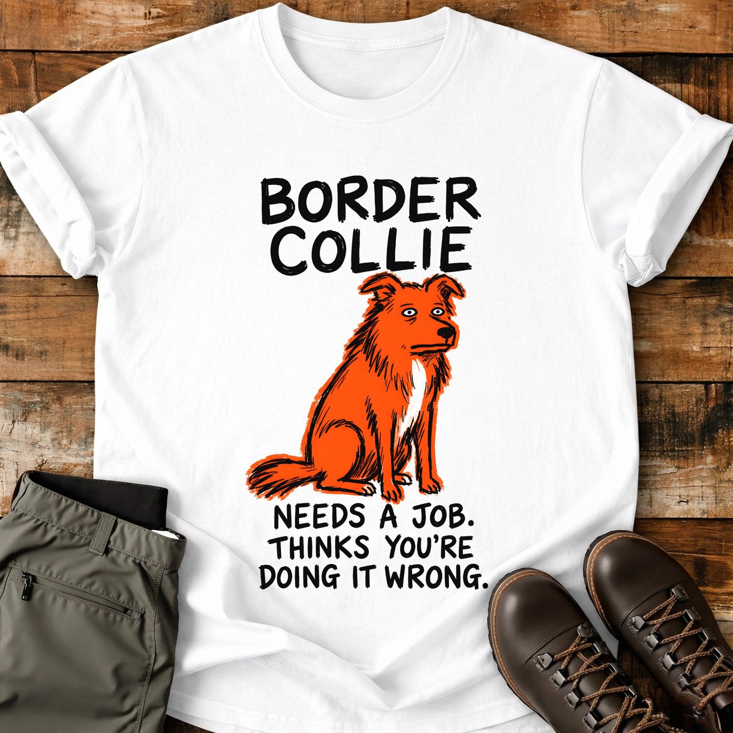 Border Collie Funny Image T-Shirt