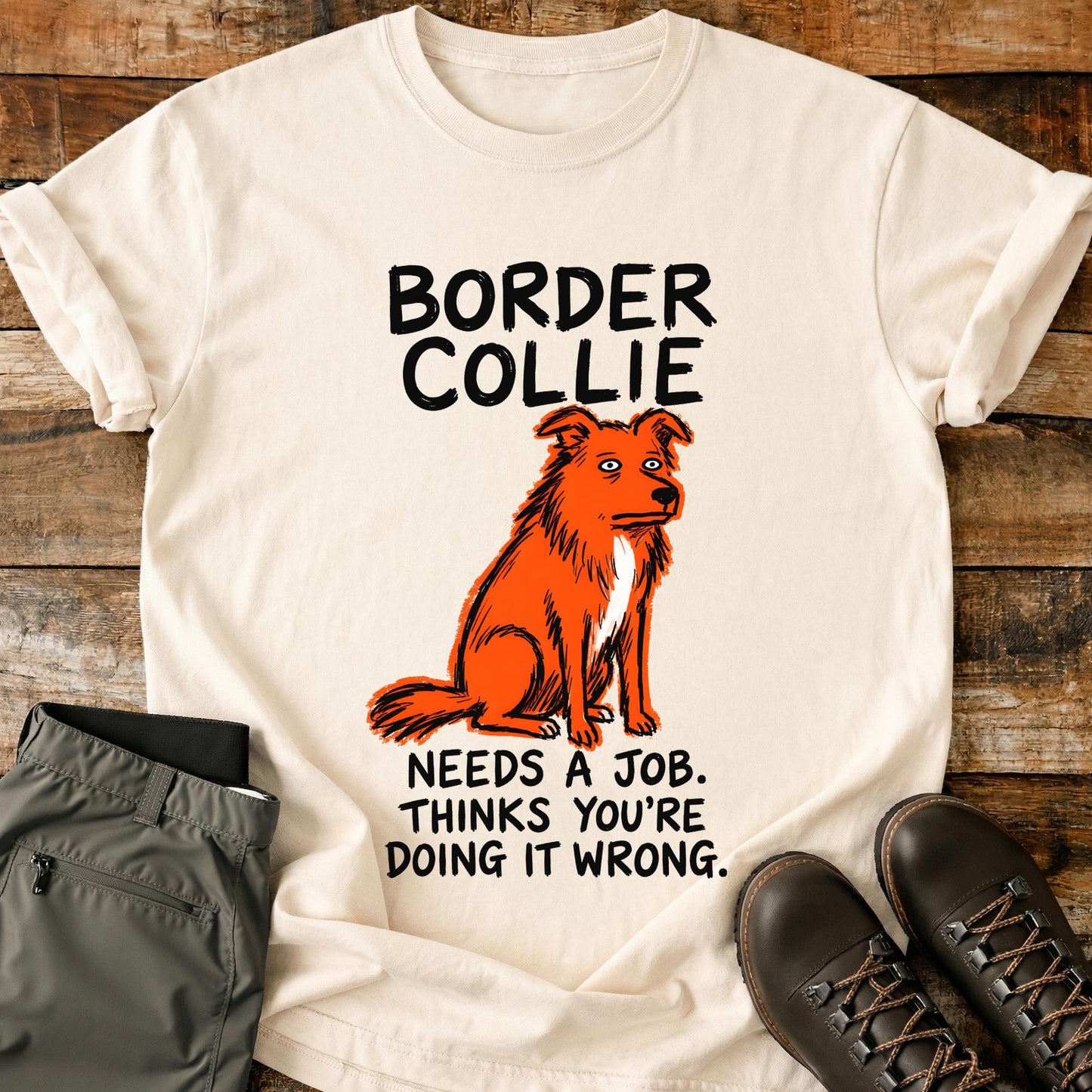 Border Collie Funny Image T-Shirt