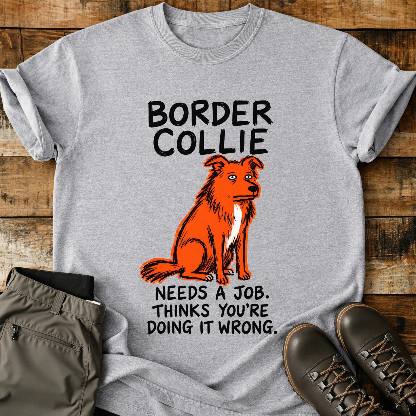 Border Collie Funny Image T-Shirt
