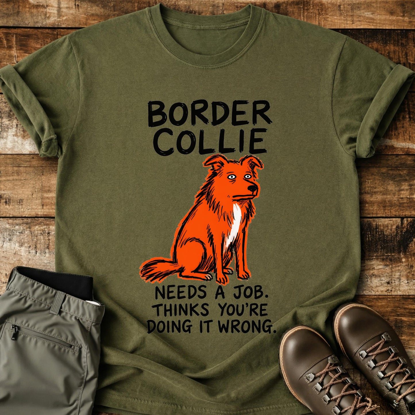 Border Collie Funny Image T-Shirt