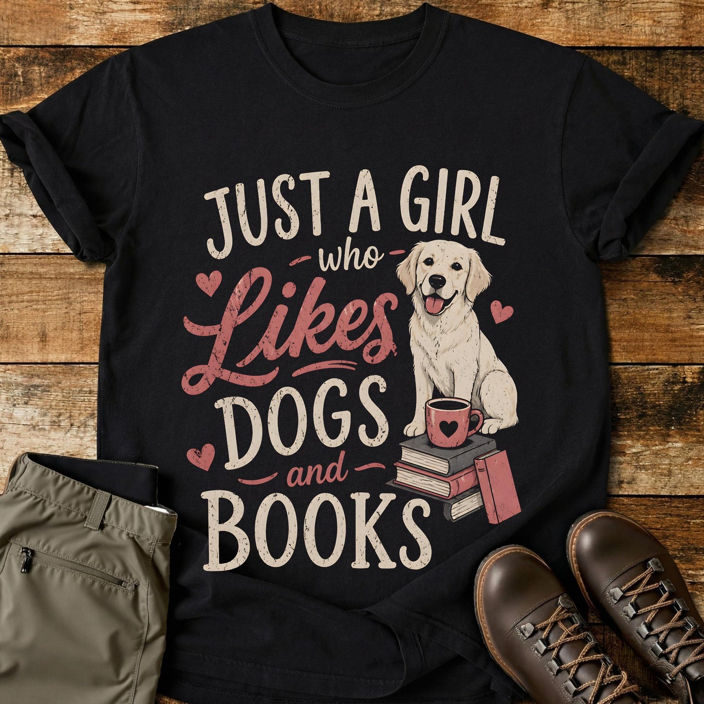 Just A Girl Who Likes Dogs and Books T-Shirt