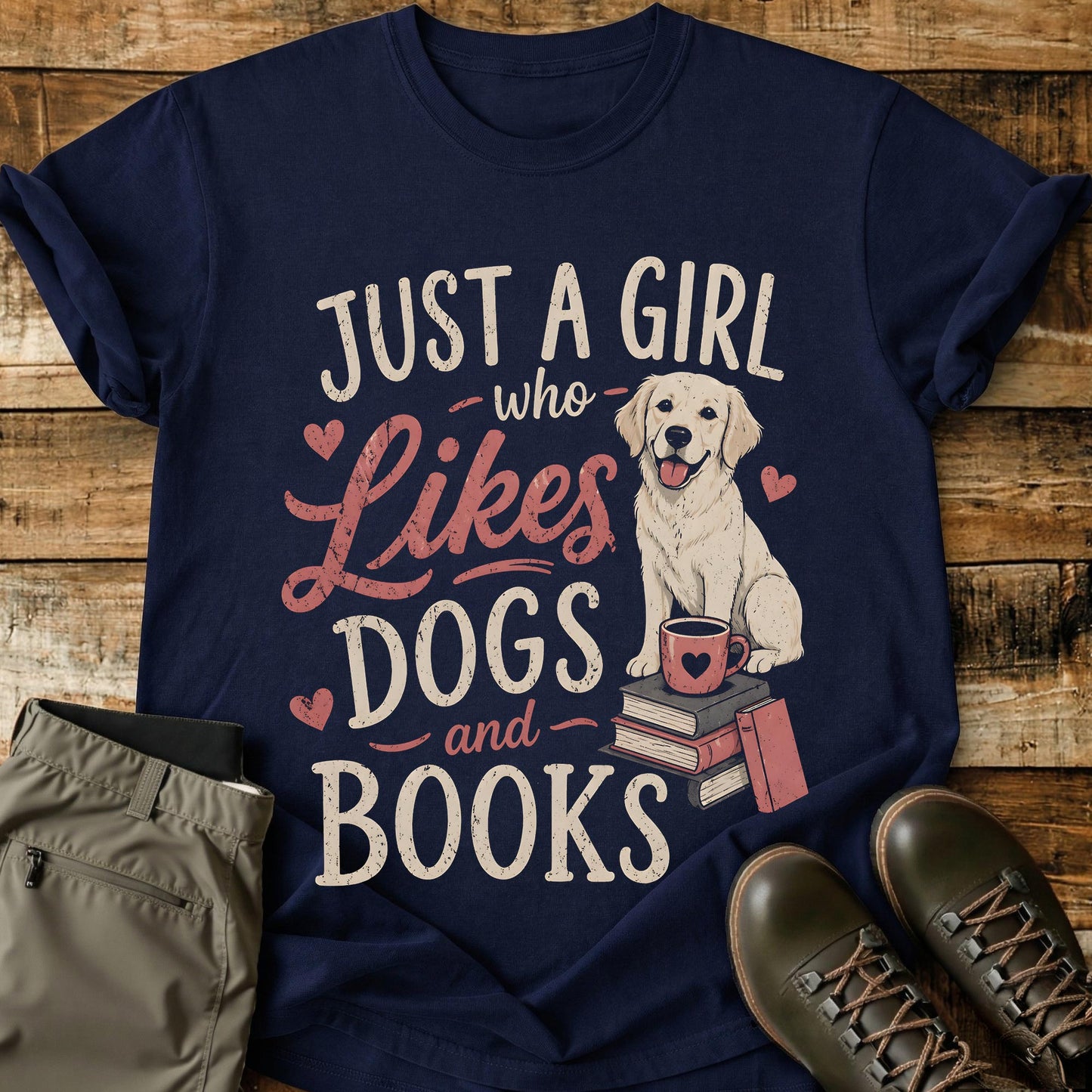 Just A Girl Who Likes Dogs and Books T-Shirt