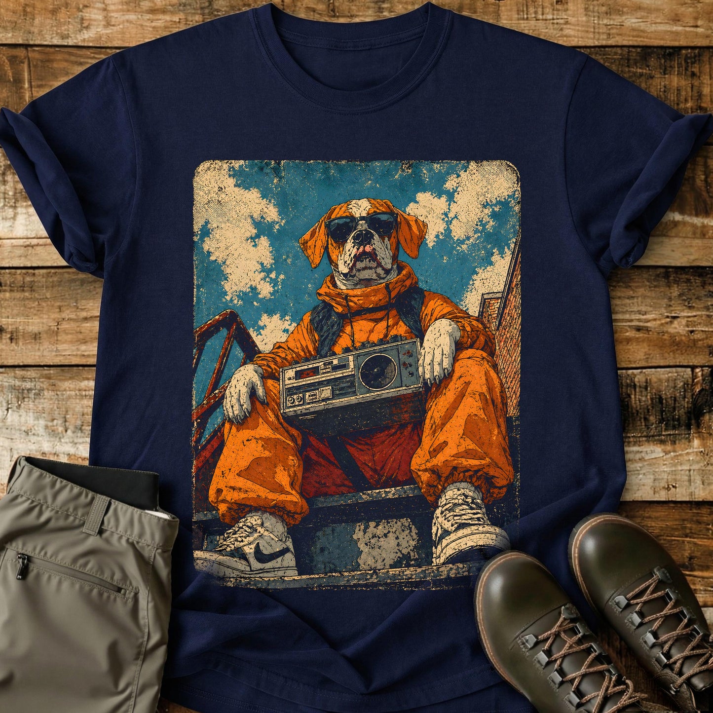 Streetwear Dog Orange Cool T-Shirt