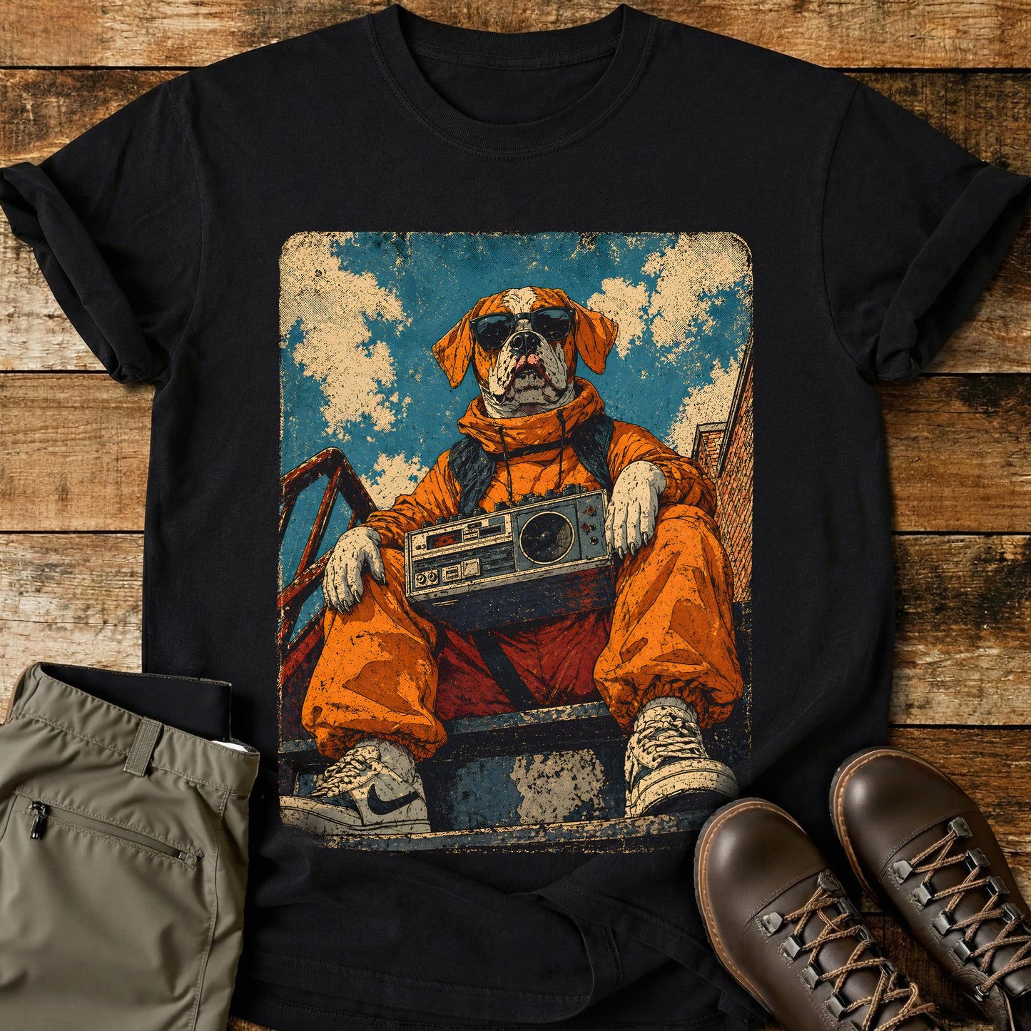 Streetwear Dog Orange Cool T-Shirt