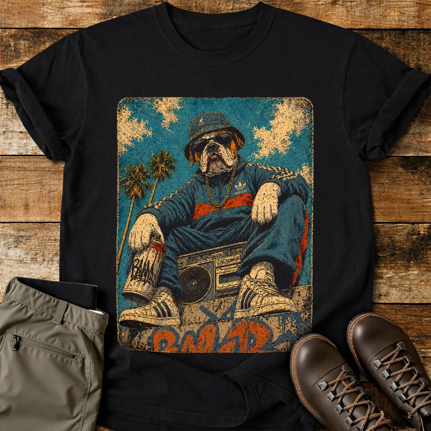 Streetwear Dog Boom Box T-Shirt
