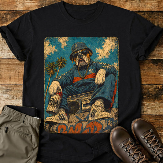 Streetwear Dog Boom Box T-Shirt