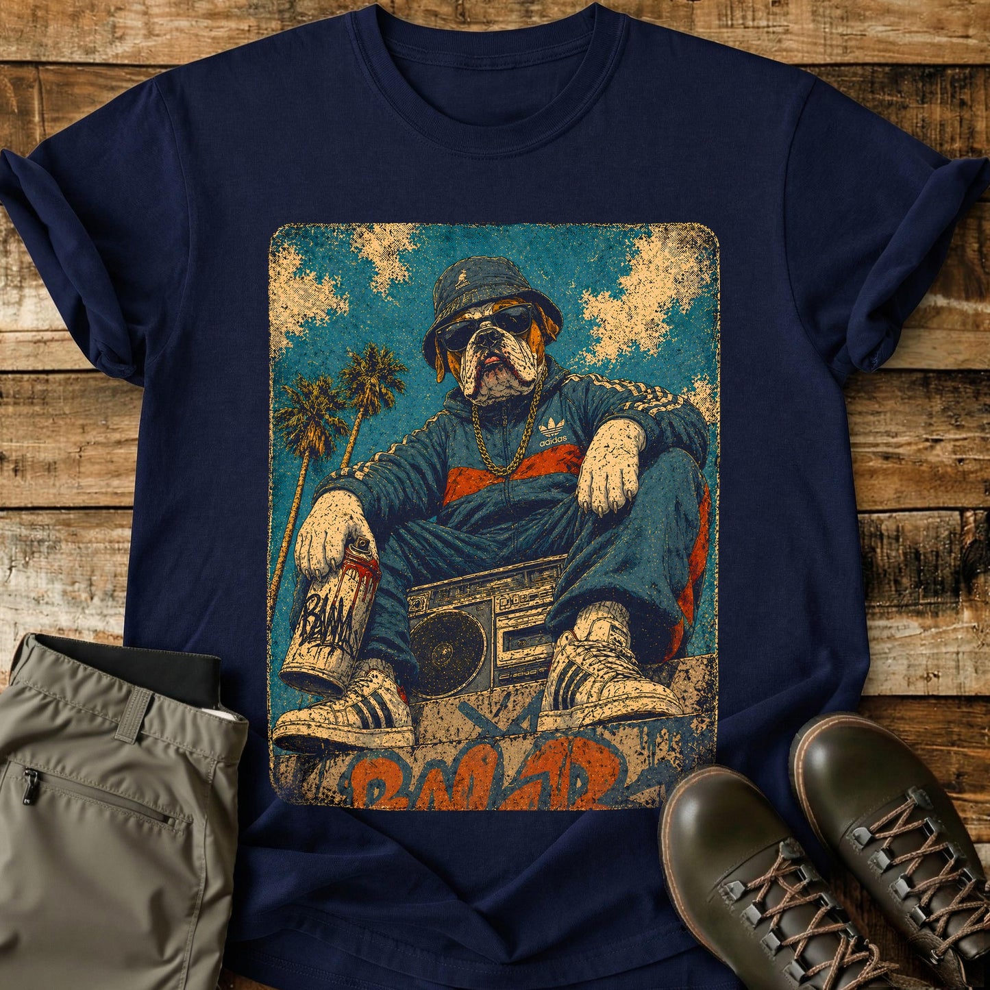 Streetwear Dog Boom Box T-Shirt