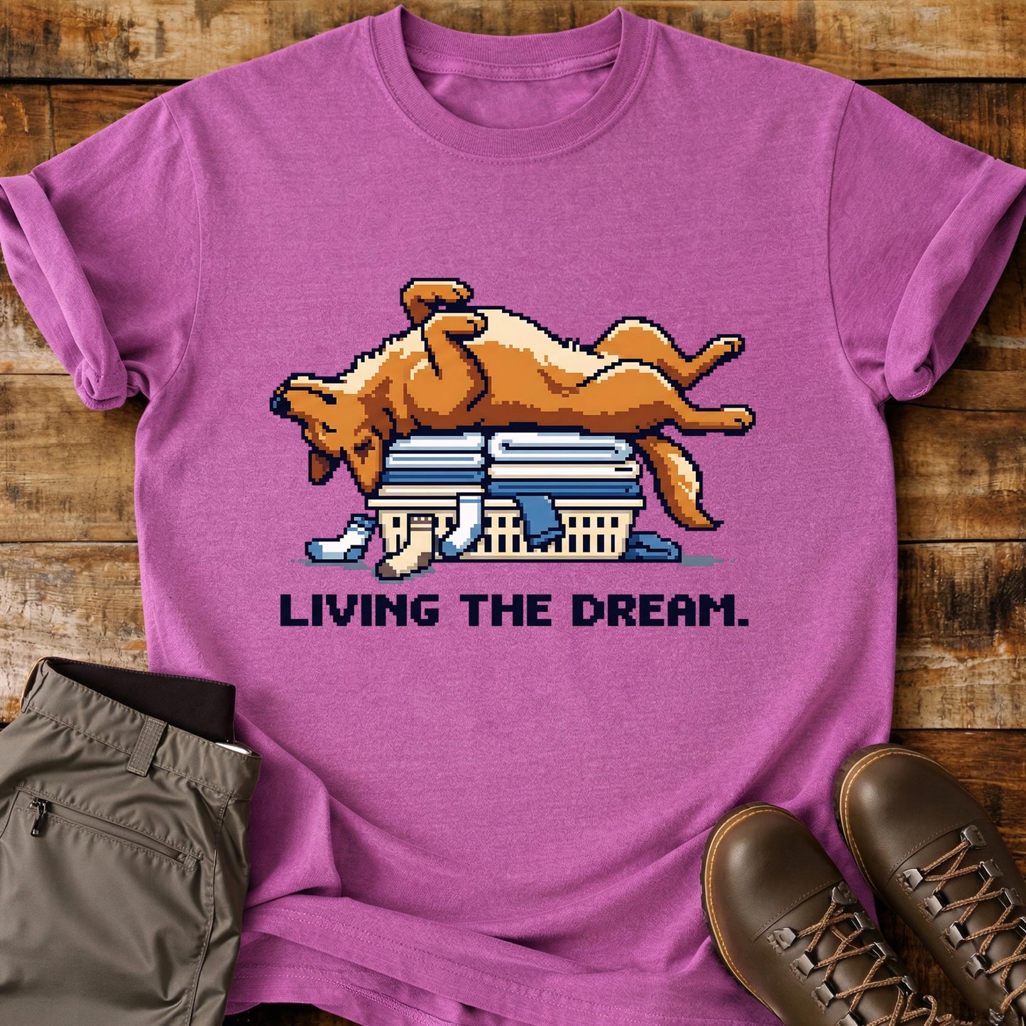 Living The Dream Dog Basket T-Shirt