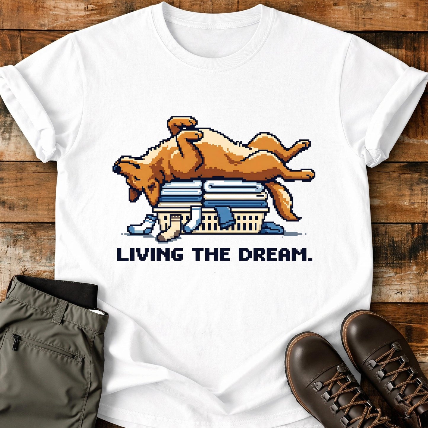 Living The Dream Dog Basket T-Shirt