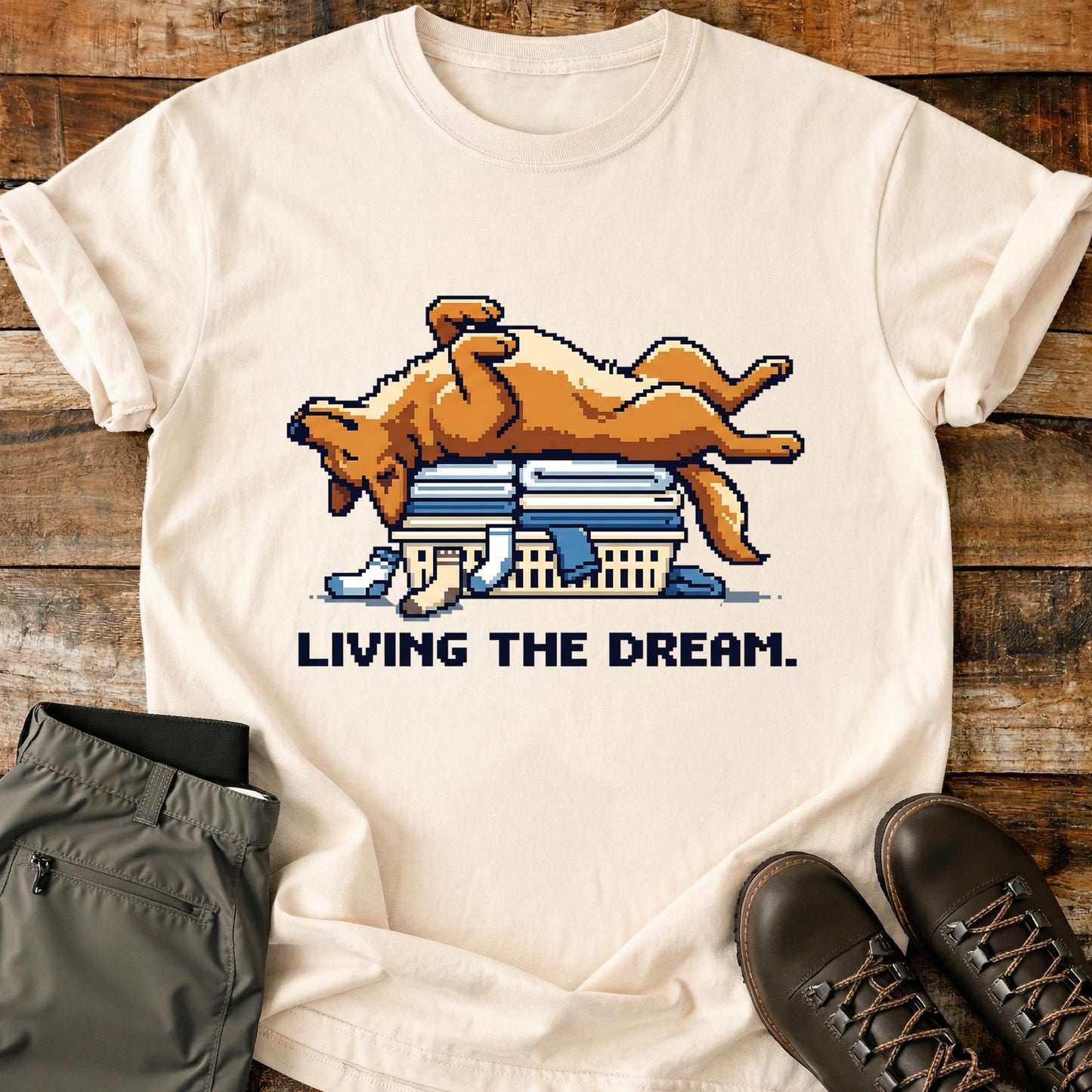 Living The Dream Dog Basket T-Shirt