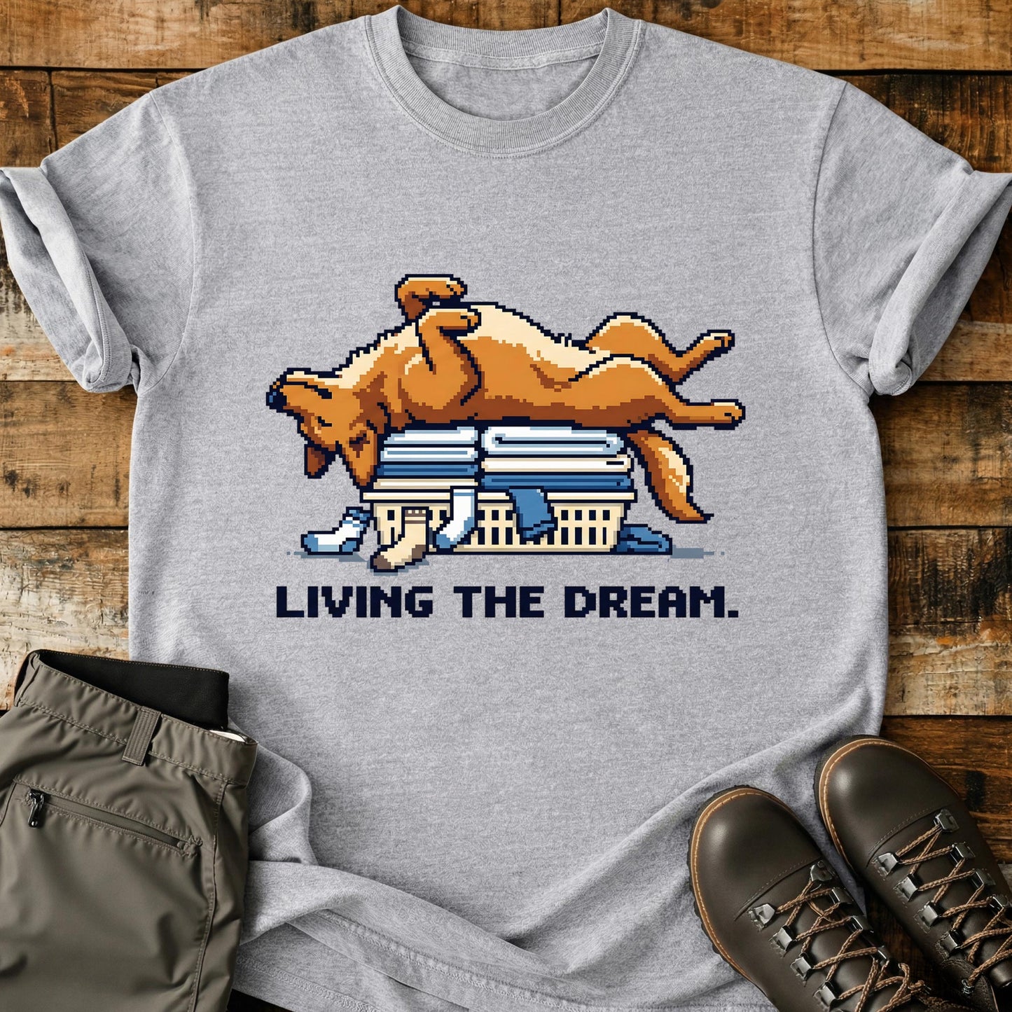 Living The Dream Dog Basket T-Shirt