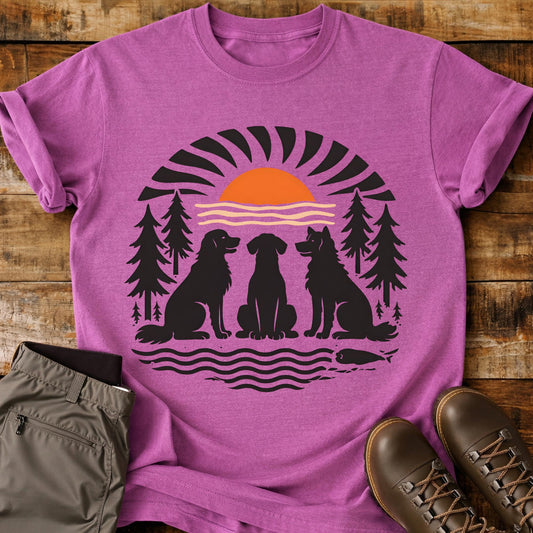 Three Dogs Outdoors Wood Cut T-Shirt