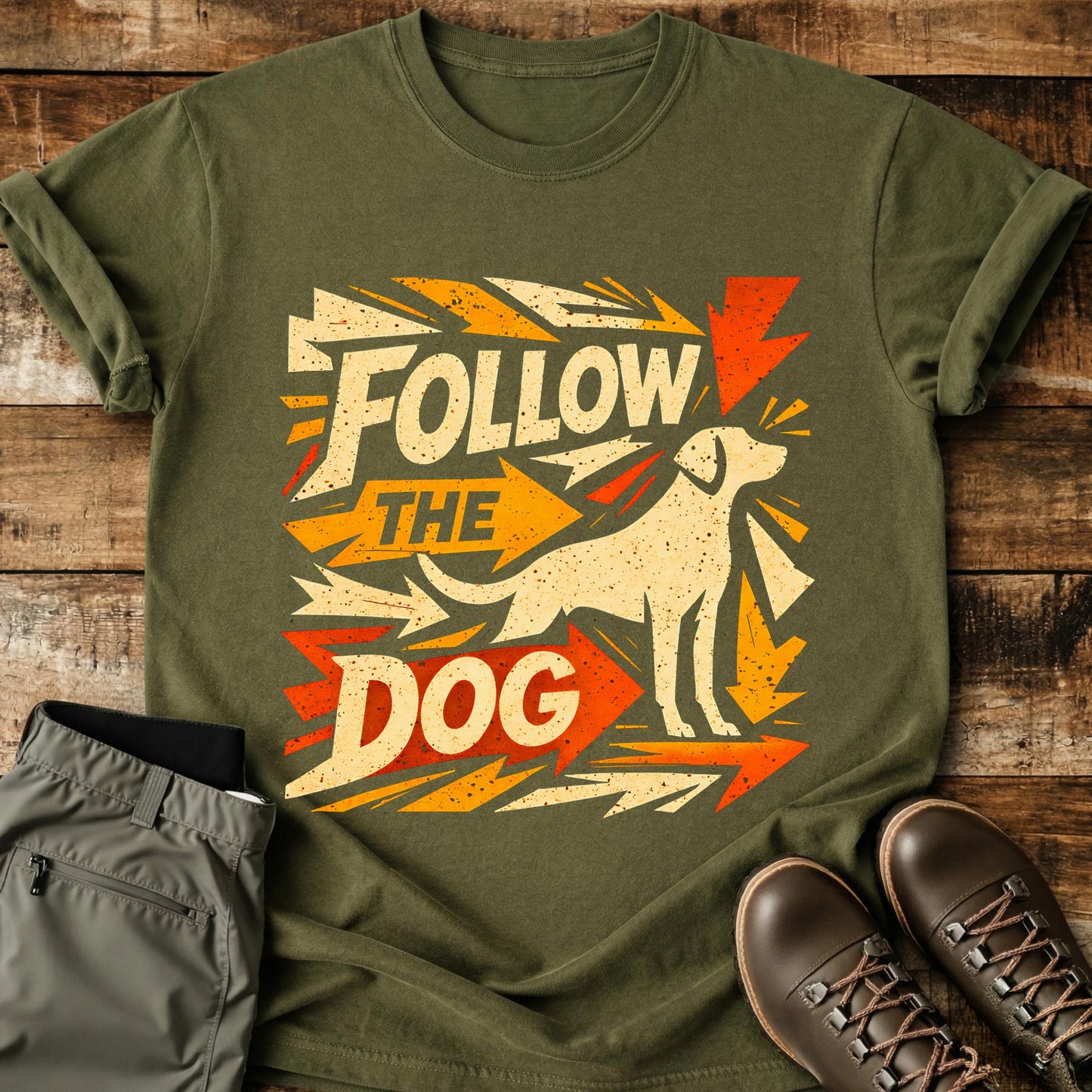 Follow The Dog Orange T-Shirt