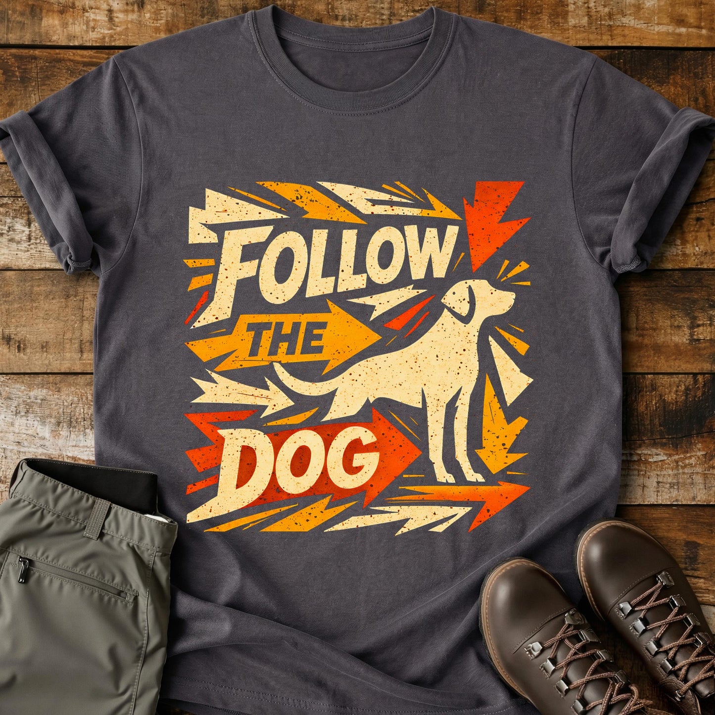 Follow The Dog Orange T-Shirt