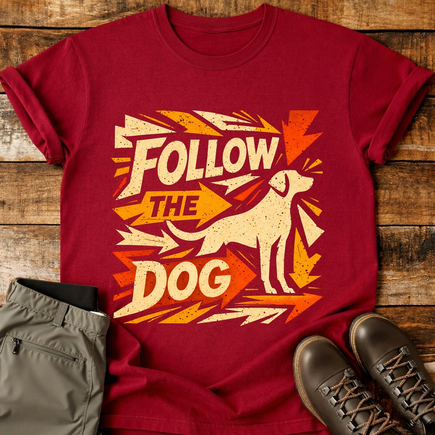 Follow The Dog Orange T-Shirt