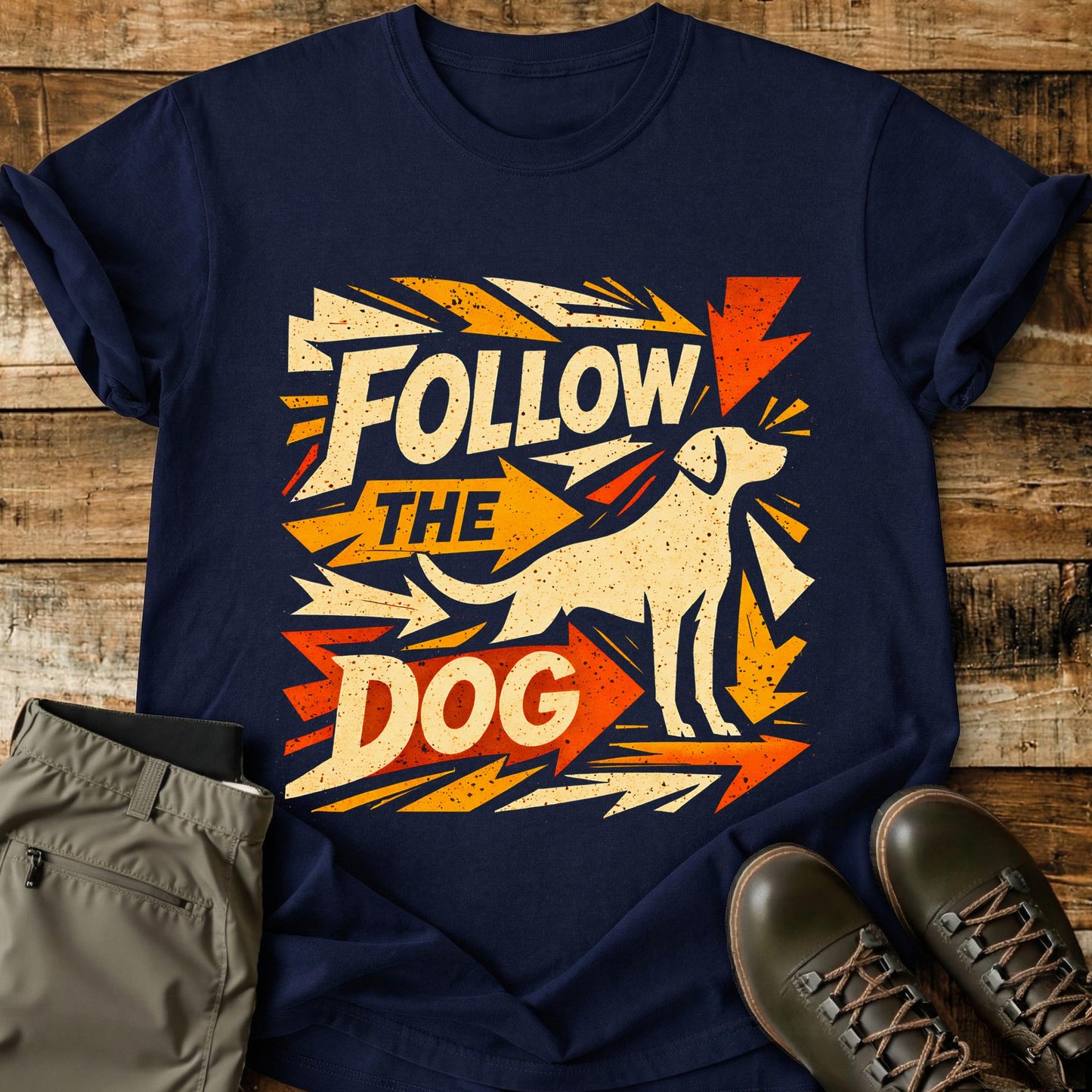 Follow The Dog Orange T-Shirt