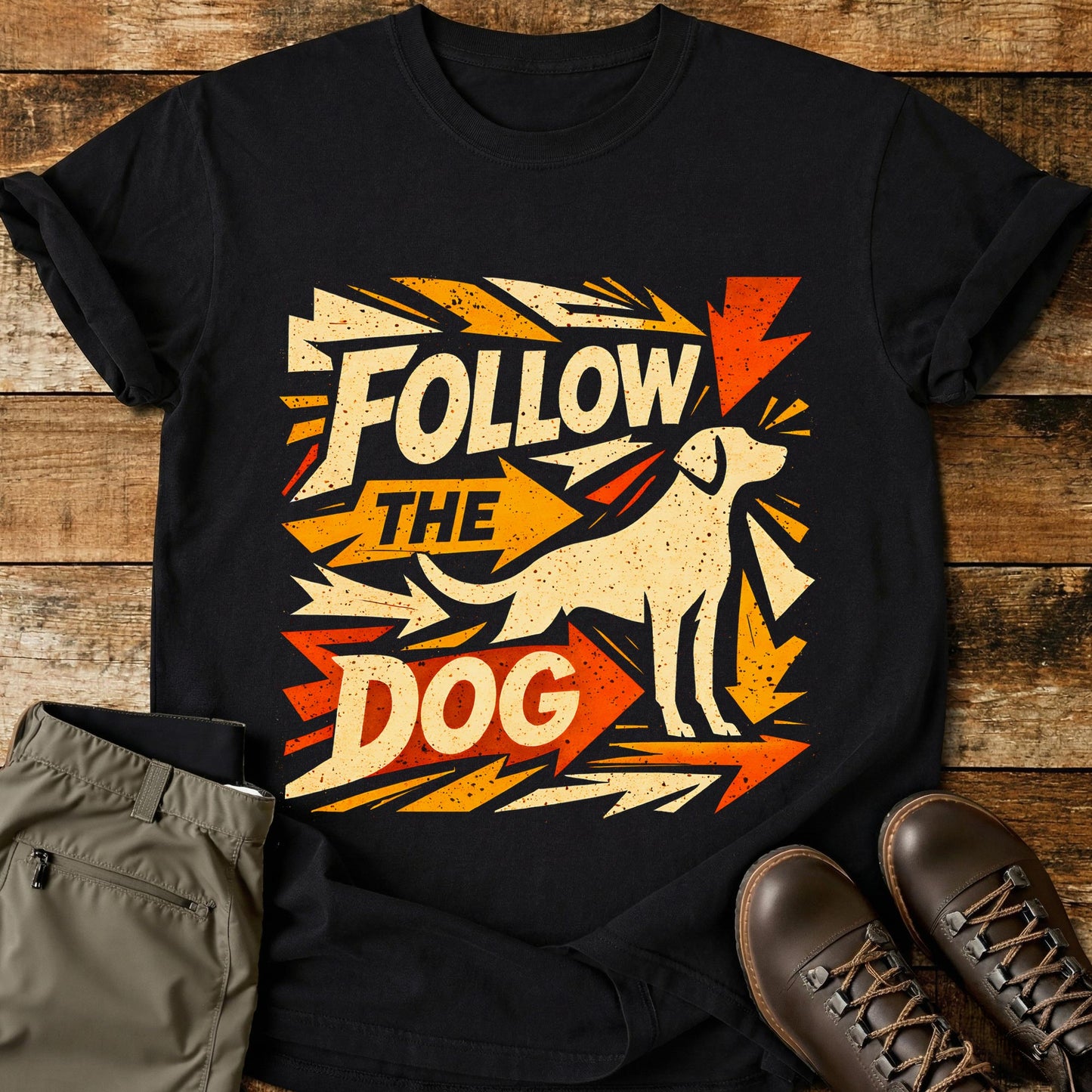 Follow The Dog Orange T-Shirt