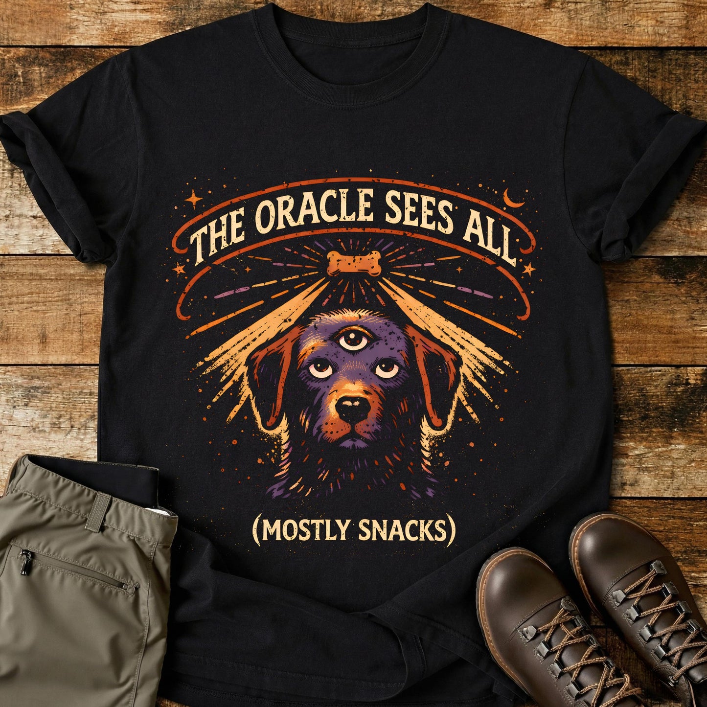 The Oracle Sees All Mostly Snacks T-Shirt